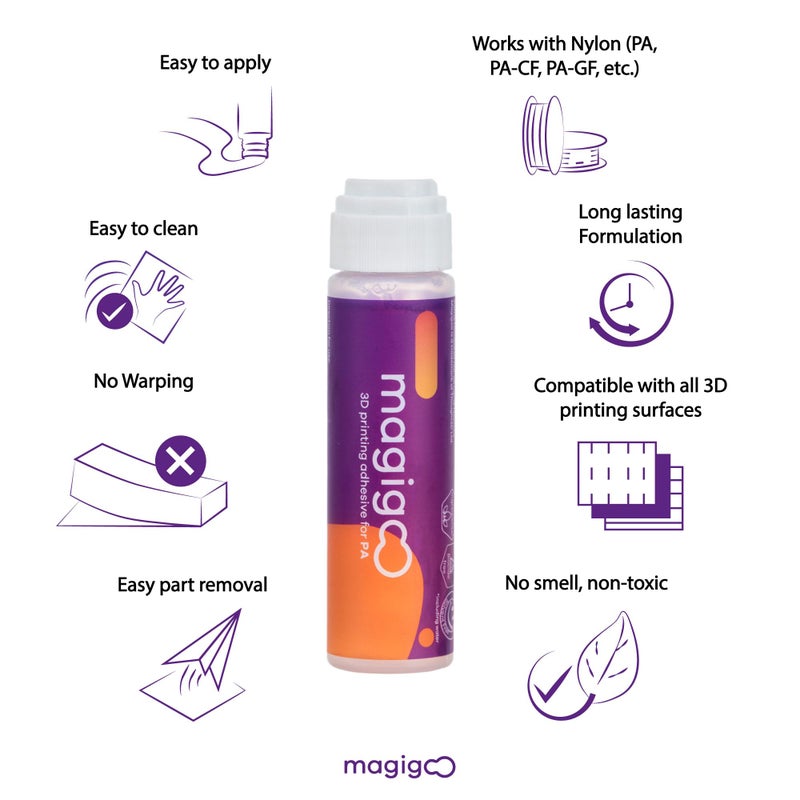 Magigoo  MPA2019 3D Printer Adhesive Glue for Nylon Filaments - Long-Lasting and Reduces Warping on Flex Plate, Glass, PEI, Buildtak & Kapton - 3D Printing Accessories, Supplies, and Materials (50mL) - Image 2